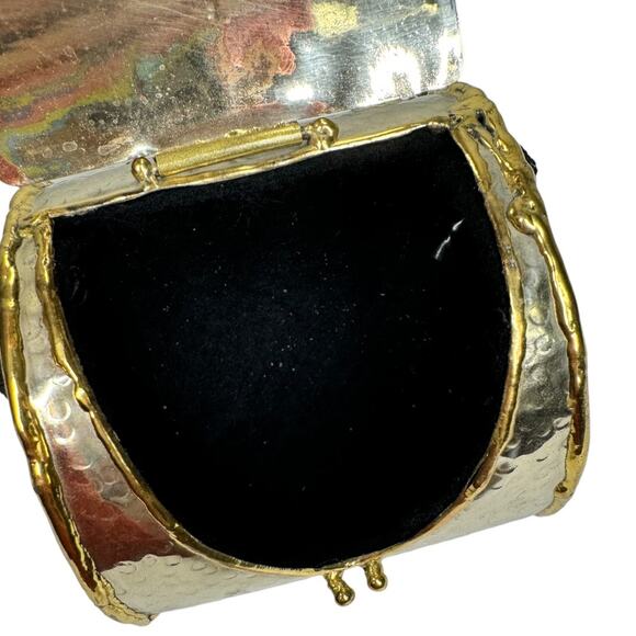 Vintage Lunacy Designs Hand Crafted Mixed Metal Mini Purse Bag Gold Silver Stone - Picture 8 of 11